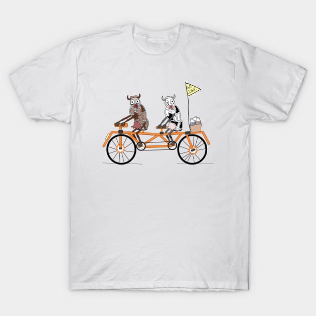 Cows on a tandem bike T-Shirt by Sci-Emily